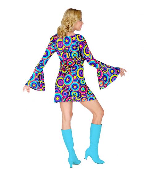 Find smart kjole med blåt mønster til 70er udklædningen Fest & Farver