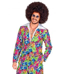 Smart sæt med jakke og bukser med hippie mønster til 70er udklædningen.