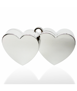 Ballonvægt sølv hjerter, ca 11,5 cm bred