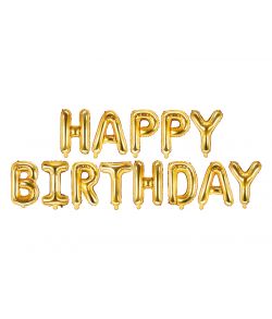Folieballon bogstaver 'Happy Birthday' i guld