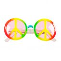 Sjove multifarvet hippie briller med lyserødt glas