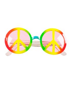 Sjove multifarvet hippie briller med lyserødt glas