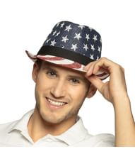 Fedora stråhat med Stars and Stripes mønster og bånd