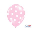 6 stk lyserøde latexballoner med hvide prikker