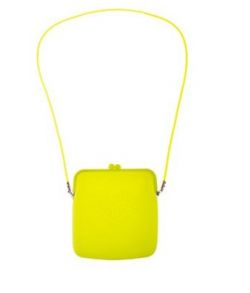 Neon gul gummi taske med lås og strop