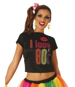 Flot sort kortærmet t-shirt med I Love 80's.