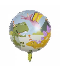 Rund folieballon til dinosaur fødselsdagen