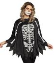 Sort poncho med skelet print, One size