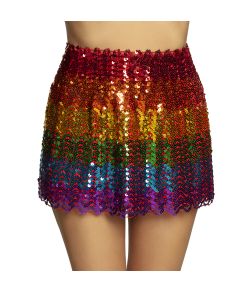Paillet nederdel i regnbue mønster