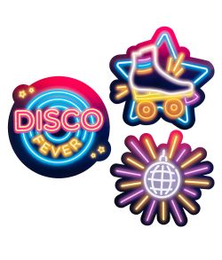 3 stk disco dekorationer i pap