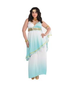 Græsk Gudinde kostume med kjole, armbånd og hårbånd