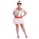Sygeplejerske kostume med kjole, navneskilt og hårbånd