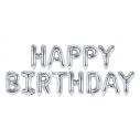 'Happy Birthday' folieballoner i sølv