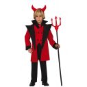 Komplet djævle kostume til dreng med med horn, jakke og bukser