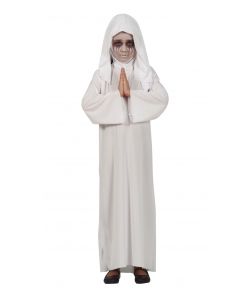 Satanisk nonne kostume til piger, med kjole og hovedbeklædning