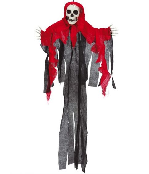 Uhyggelig hængende reaper med rødt klæde.