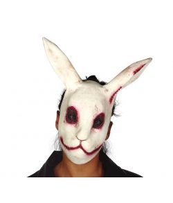 Uhyggelig kanin halvmaske i latex, med elastik