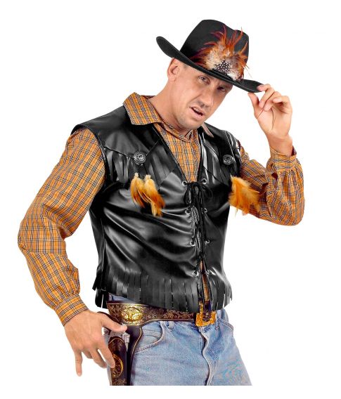 Cowboyvest i læder look.