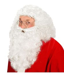 Julemandsparyk med skæg.