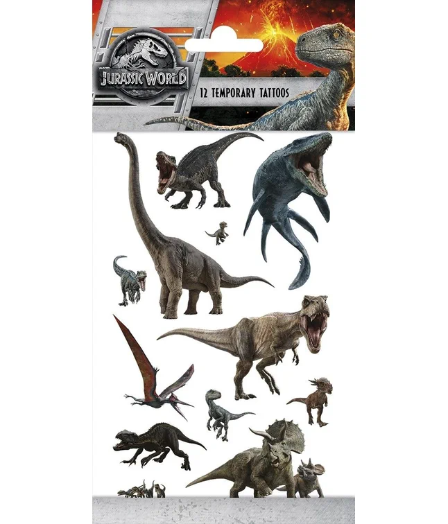Jurassic World tatoveringsark, 12 stk