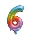 Regnbue folie tal ballon med tallet 6