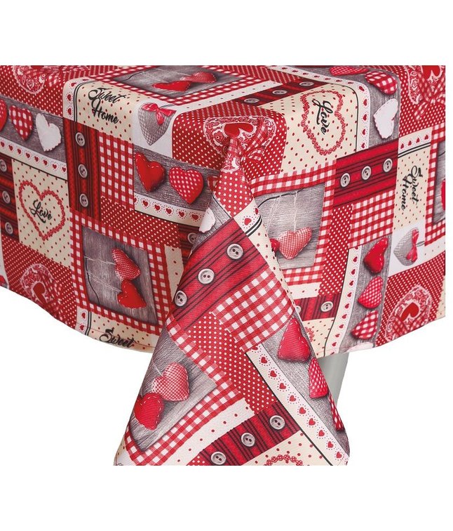 Stofdug med hjerter, 150x200 cm