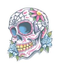 Pakke med engangstattoo af Dia de los Muertos kranie