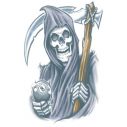 Kunstig tatovering af Grim Reaper med le og 8ball