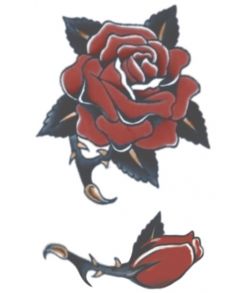 Flot kunstig tatovering af rød rose.