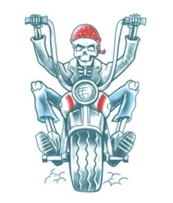 Kunstig tatovering af biker skelet på motorcykel