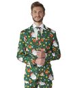 Flot grønt jule jakkesæt med flotte julemotiver fra Suitmeister. 