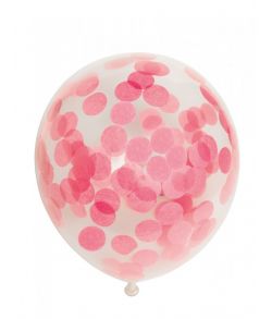 6 stk. gennemsigtige latexballoner med lyserød konfetti