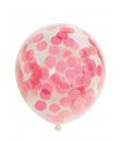 6 stk. gennemsigtige latexballoner med lyserød konfetti