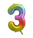 Regnbue folie tal ballon med tallet 3