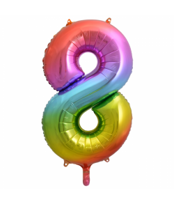 Regnbue folie tal ballon med tallet 8