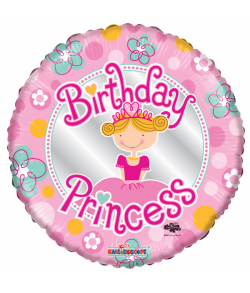 Rund folieballon med fødselsdags prinsesse motiv