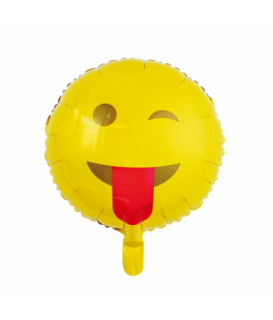 Rund emoji folieballon der rækker tunge