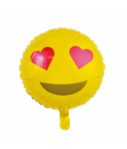 Emoji folieballon med hjerteøjne