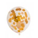 6 stk. gennemsigtige latexballoner med guld konfetti