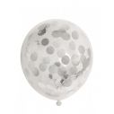 6 stk. gennemsigtige latexballoner med sølv konfetti