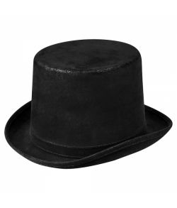 Flot høj sort hat i immiteret ruskind