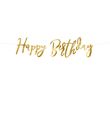 Flot Happy Birthday banner i guld til fødselsdagen