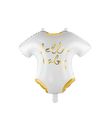 Flot body folieballon med Hello Baby i hvid og guld