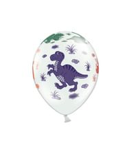 Pastel farvede hvide balloner med dinosaur motiver