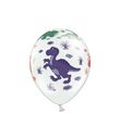 Pastel farvede hvide balloner med dinosaur motiver