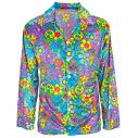 Sjov hippie skjorte i blå med blomstret mønster
