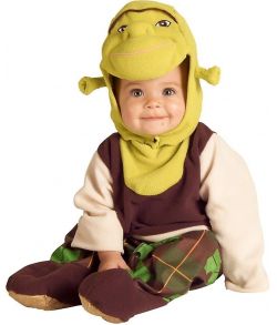 Sødt Shrek kostume til baby størrelse 6 - 12 måneder. 