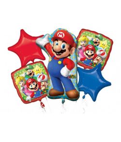 Flot folieballon buket med Super Mario