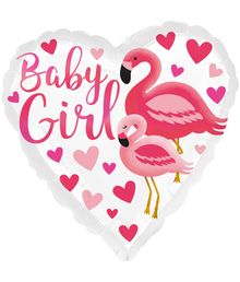 Baby Girl folieballon med flamingoer, 43 cm