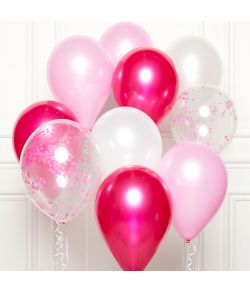 Flot pink ballon buket med 10 latex balloner og med 10 ballonsnore. 